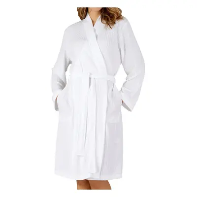 (White, Medium - UK 12/14) Slenderella Ladies Lightweight Waffle Wrap Dressing Gown