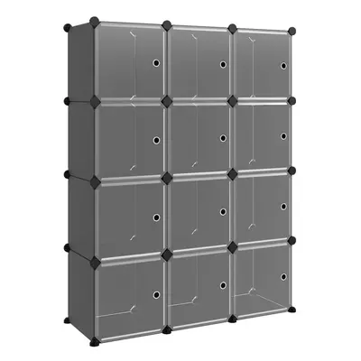 (black and transparent, 94.5 x 31.5 x cm) vidaXL Storage Cube Organiser PP Shoe Rack Room Divide