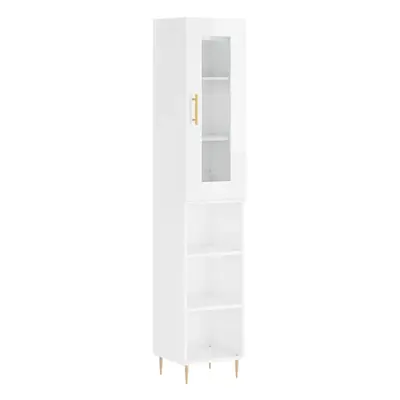 (high gloss white, shelves) vidaXL Highboard Sideboard Cupboard Storage Cabinet Smoked Oak Engin