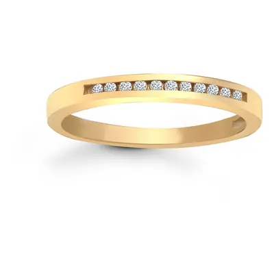 (Q) Jewelco London Ladies Solid 9ct Yellow Gold Channel Set Round H I1 0.1ct Diamond Dainty Band