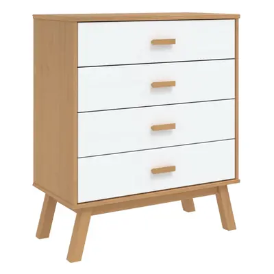 vidaXL Drawer Cabinet Office File Cabinet White and Brown Solid Wood Pine