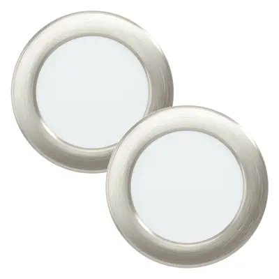 2 PACK Wall / Ceiling Flush Downlight Satin Nickel Steel 5.5W Built in LED