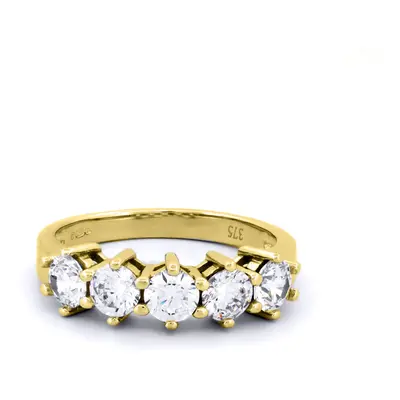 (M) Jewelco London Ladies Solid 9ct Yellow Gold White Round Brilliant Cubic Zirconia Stone Etern