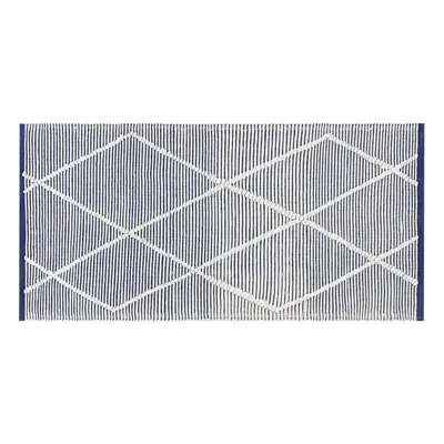 Cotton Area Rug x cm White and Blue SYNOPA