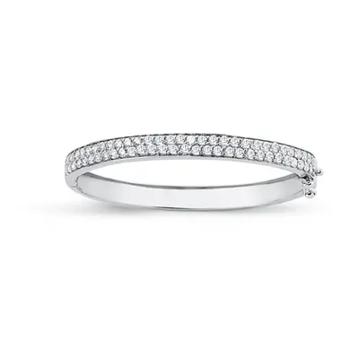 Jewelco London Girls Rhodium Plated Sterling Silver Round Cubic Zirconia Double Row Eternity Bab