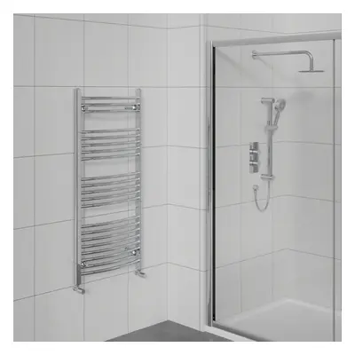 WarmeHaus Curved Heated Towel Rail Bathroom Ladder Radiator Central Heating Chrome 1150x600mm