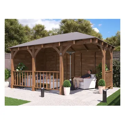 Dunster House Corner Gazebo Kit 5m x 3m Leviathan with Side Walls and Roof Shingles