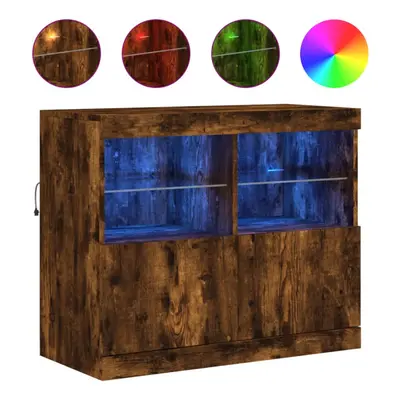 (smoked oak) vidaXL Sideboard with LED Lights Cupboard Highboard Storage Buffet Cabinet