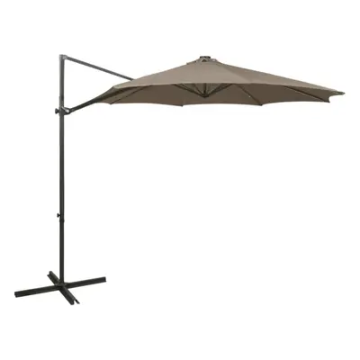 vidaXL Cantilever Garden Parasol with Pole and LED Lights Umbrella Taupe