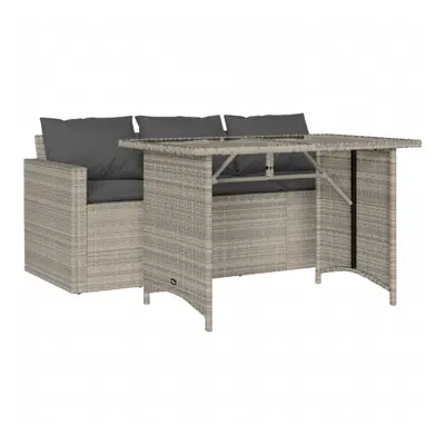 vidaXL Garden Dining Set Piece with Cushions Sofa Light Grey Poly Rattan