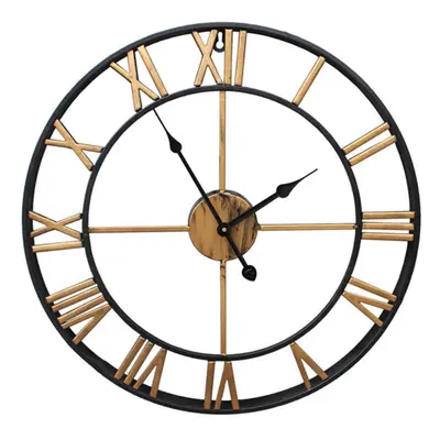 (Gold, 50cm) 40cm/50cm Large Metal Skeleton Wall Clock Antique gold Home Decor Round Living Room