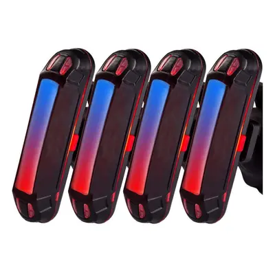 (Blue Red Light) Waterproof Bike Tail 500mAh Rear USB Charging Modes Flashlight With COB Lamp