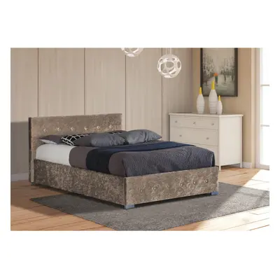 (3ft Single, Truffle) Comfy Living Albie Crushed Velvet Ottoman Bed Frame