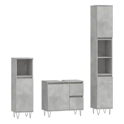 (concrete grey) vidaXL Bathroom Furniture Set Storage Cabinet Piece White Engineered Wood