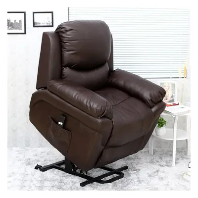 (Brown) Madison Elecrtic Rise Recliner Real Leather Armchair Sofa Lounge Chair