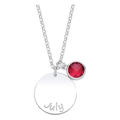 Jewelco London Ladies Sterling Silver Ruby-Red Checkerboard Button Cubic Zirconia Birthstone Rou