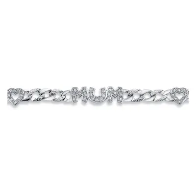 Jewelco London Rhodium Plated Sterling Silver Round Cubic Zirconia MUM Family Bracelet 7mm 7.5 i