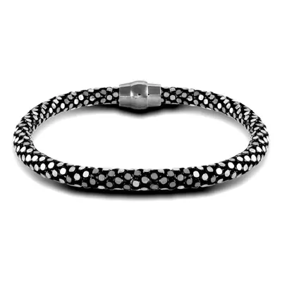 Jewelco London sterling silver black rhodium plated Snakeskin Snap N Stack Mirror Popcorn Chain 