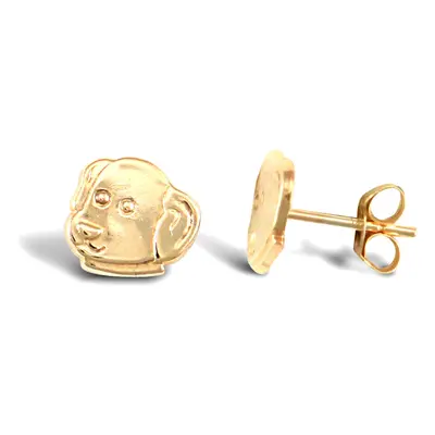 Jewelco London Ladies 9ct Yellow Gold Dog Head Stud Earrings - JES248