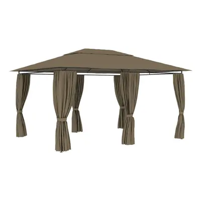 vidaXL Garden Marquee with Curtains Taupe g/mÂ² Outdoor Gazebo Patio Canopy