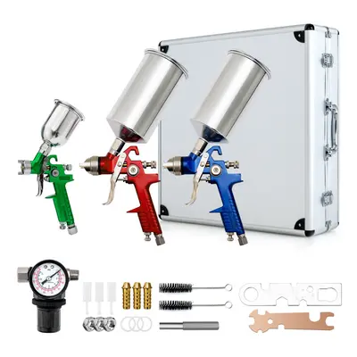 Air Spray Gun Set- Sprayguns Auto Paint Basecoat Clearcoat Primer