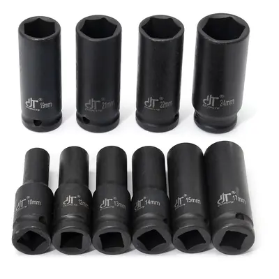 10Pcs 1/2 Inch Drive Deep Impact Metric Socket Set 10-24mm Air Garage Socket Wrench Tool