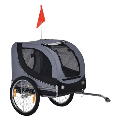 PawHut Pet Bicycle Trailer Steel Dog Bike Carrier Water Resistant Travel Grey