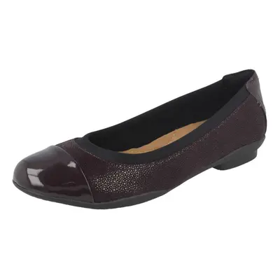 (UK 7, Aubergine (Purple)) Ladies Clarks Ballerina Flats Neenah Garden - D Fit