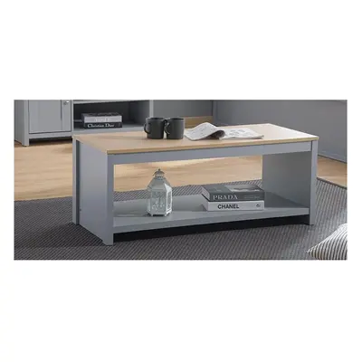 (Grey) Wooden Coffee Table Available in Grey/Oak or White/Oak