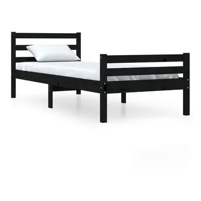 (black, x cm) vidaXL Bed Frame Mattress Foundation Bedroom Bedstead Bed Base Solid Wood