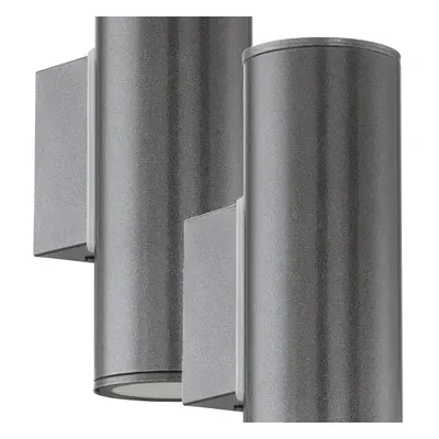 2 PACK IP44 Outdoor Wall Light Anthracite Zinc Plated Steel 2x 3W GU10