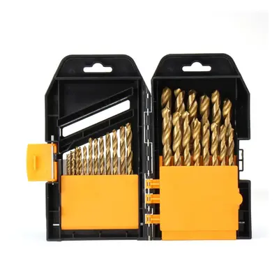 29Pcs 1/16 to 1/2 Inch Titanium Coated HSS Twist Drill Bit Set Degree Point with Plastic Box for