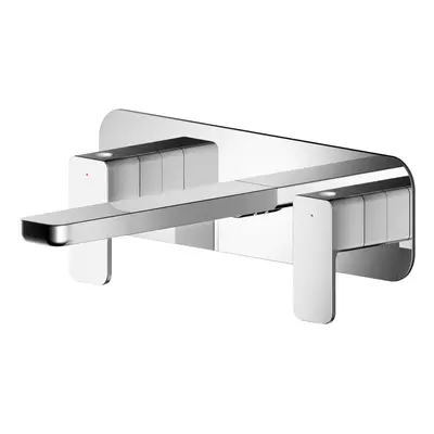 Square Wall Mount Tap Hole Basin Mixer Tap & Back Plate - Chrome