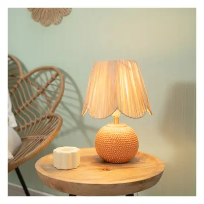 ValueLights Sebby Pair Raffia Ceramic Textured Table Lamps & LED Bulbs