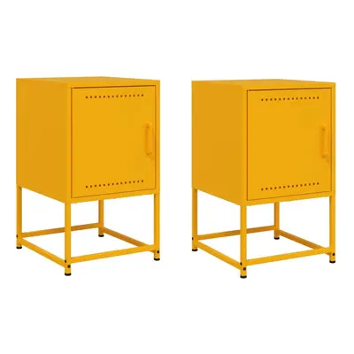 vidaXL Bedside Cabinets Nightstand Bed Side Table pcs Mustard Yellow Steel