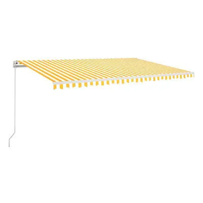 vidaXL Manual Retractable Awning with LED 500x350 cm Yellow and White Shelter