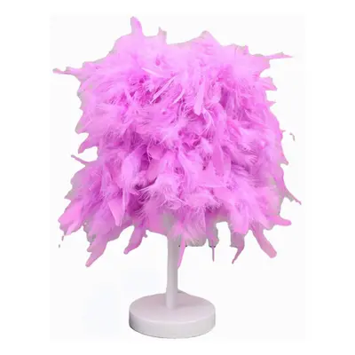 (Purple) Colorful Feather Shade Table Lamp Bedside Desk Lamp Night Light Home Decor Gifts