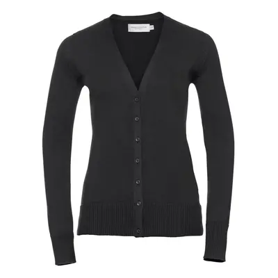 (2XL, Black) Russell Collection Ladies/Womens V-neck Knitted Cardigan