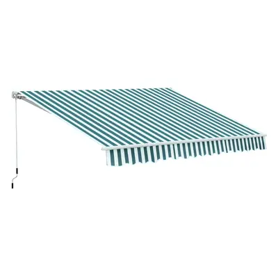 Outsunny Garden Sun Shade Canopy Retractable Awning, x 2.5m, Green and White