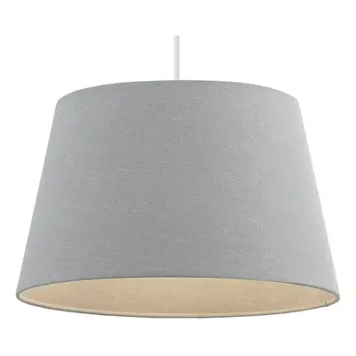 16" Inch Round Tapered Drum Lamp Shade Grey Linen Fabric Cover Simple Elegant