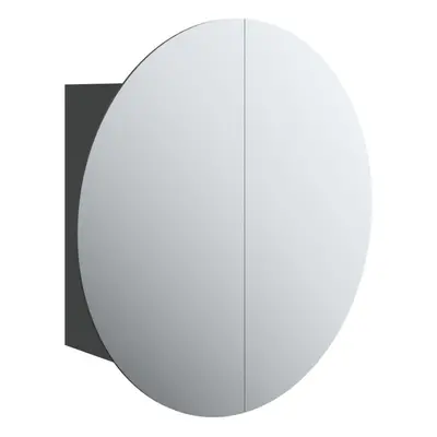 (Black, cm) vidaXL Bathroom Cabinet with Round Mirror and LED Cabinet Storage Cupboard