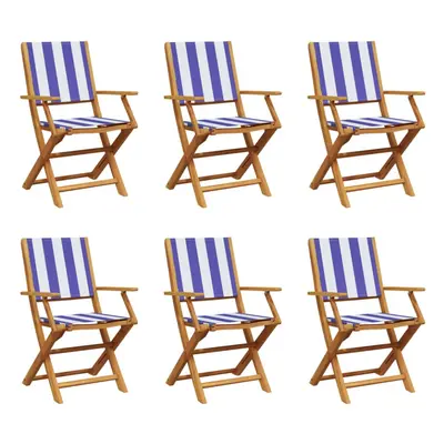 (blue and white, pcs) vidaXL Garden Chairs Outdoor Chair Dining Chair Solid Wood Acacia and Fabr