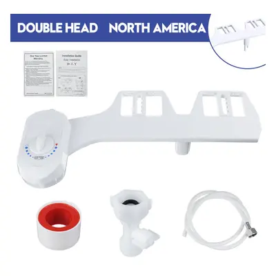 (Double Head Asia) Modes Nozzles Toilet Bidet Seat Attachment Water Pressure Spray Non-Electric