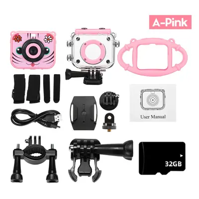 (Pink, A) HD 2.0 Inch LCD Screen Children Mini Digital 1080P Camera Camcorder with 400mAh Rechar