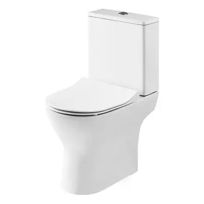 Compact Rimless Toilet Pan, Cistern and Soft Close Sandwich Seat - 800mm x 375mm x 610mm