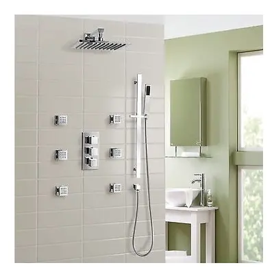 ABS Head Massage Jet Concealed Thermostatic Shower Slider Mixer Handset | Olive