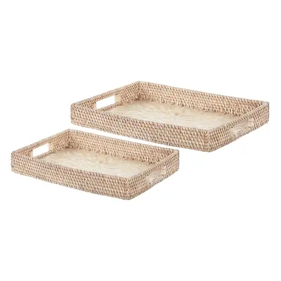 Set of Rattan Decorative Trays Natural NDEBELE