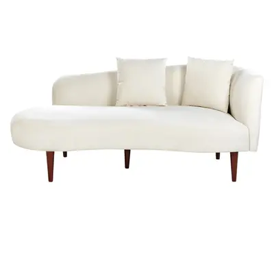 Right Hand Velvet Chaise Lounge Cream CHAUMONT