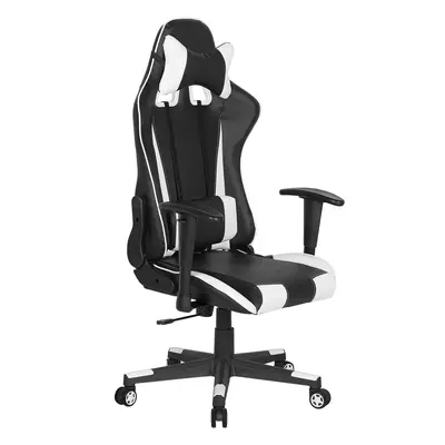 Faux Leather Reclining Office Chair Black with White GAMER