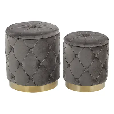 Set of Storage Pouffes Grey PUEBLO